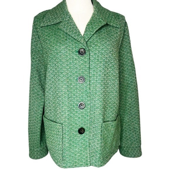 Pendleton Wool Pointed‎ CollarJacket Shacket Green Herringbone Size Large - Picture 1 of 9